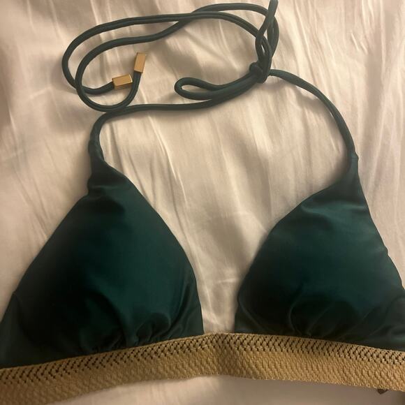 NWT ViX Solid Wide Jute Triangle Bikini Top – Jasper Green – Size LARGE - Picture 4 of 4